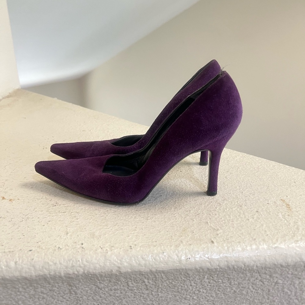 Stuart Weitzman Purple Suede Nouveau  Pump Stiletto Heel Pointed Toe  Shoes 7